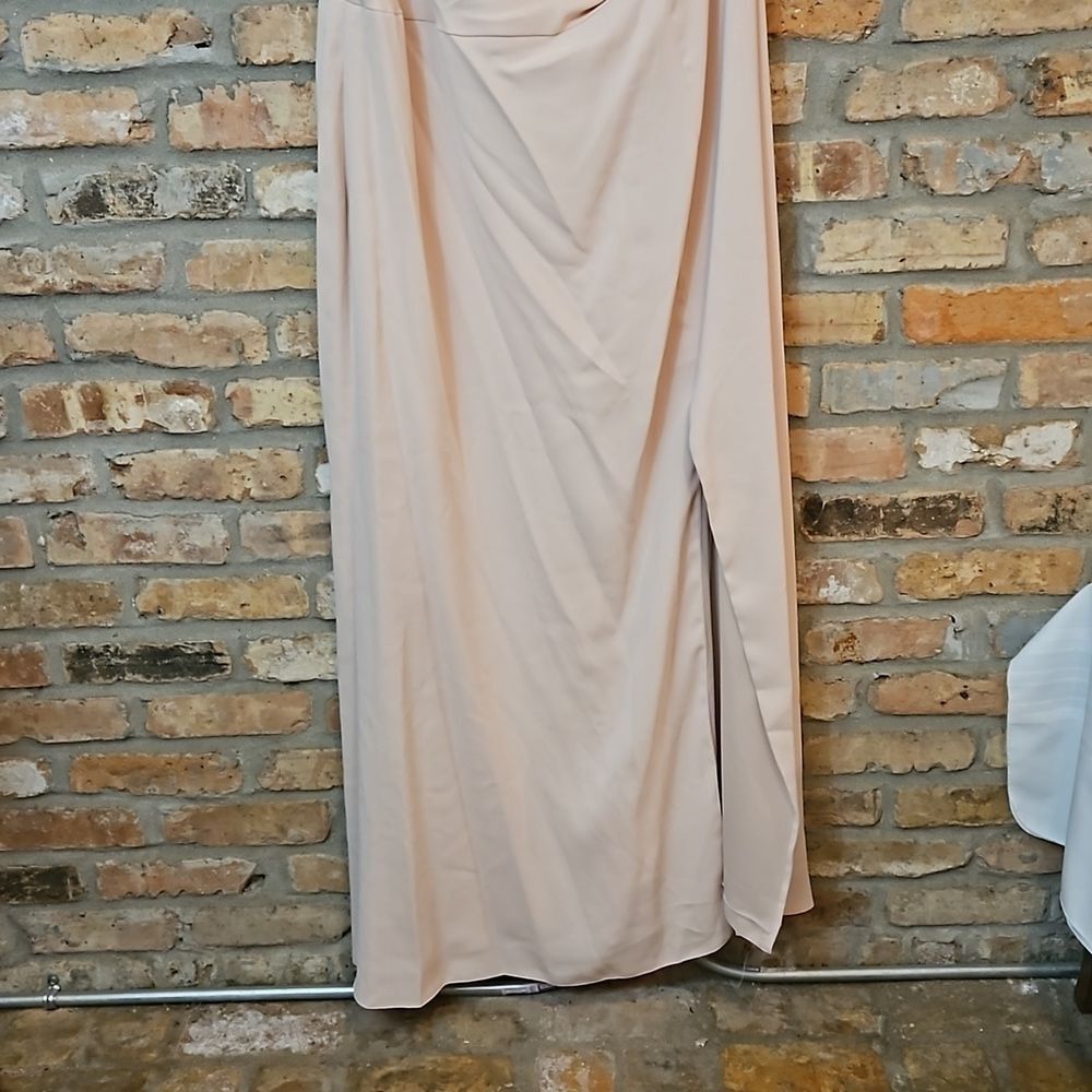 NWT After Six "Cameo" Crepe One-Shoulder Cowl Maxi Gown – Size 24 - Picture 5 of 11